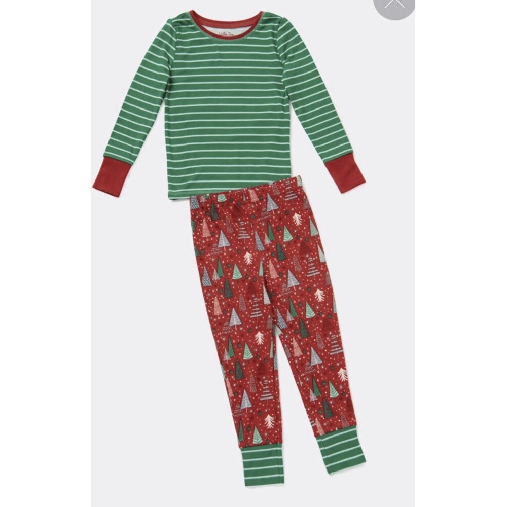 Matilda Jane Oliver Trees PJs Size 4 Christmas Pajamas New Holiday Red And Green